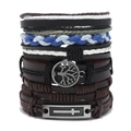 Set bracciale uomo multistrato in pelle con albero della vita e croce in stile retrò - Stile Multistrato Retrò