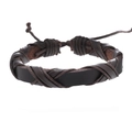 Vista detallada de pulsera de cuero trenzado marrón oscuro con diseño cruzado ajustable - Estilo Trenzado Marrón Oscuro (C款)
