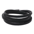 Pulsera de cuero trenzado negro multicapa con hebilla metálica para hombre y mujer - Negro