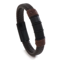 Bracelet tressé en cuir marron pour homme avec fermoir magnétique rétro chic - café