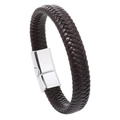 Handgeflochtenes braunes Lederarmband für Herren mit silbernem Magnetverschluss aus Legierung - Braunes Leder Silberner Verschluss