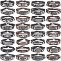 Ensemble de bracelets en cuir tressé multicouches avec charms vintage en 32 modèles variés - Lot de 18 Styles Différents / Noir