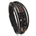 Men's multilayer braided leather infinity bracelet with magnetic closure in dark brown - Brown