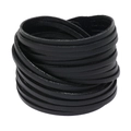 Men's minimalist black multi-layer leather bracelet with matte finish on white background - Black