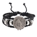 Détail de bracelet en cuir pour homme avec charme en métal de cartes de poker vintage - Style Carte de Poker / Noir