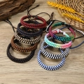 Set of 9 colorful braided rope bracelets with adjustable handmade spiral weave design - Multicolor Combo Style (Nine Items)