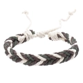 Bracciale intrecciato a mano in corda di cotone verde scuro e bianco con nodo regolabile - Stile Verde Bianco Marrone (06)