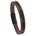 Retro Lederarmband für Herren in Braun mit Federprägung und schwarzem Magnetverschluss - Braun