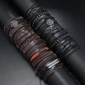 Multilayer leather bracelet set with tree of life and I Heart Jesus metal charms - Combination Set