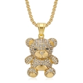 Hip hop style gold plated teddy bear pendant necklace with sparkling crystal rhinestones - Gold Pendant Only