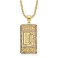 Hip hop gold plated stainless steel square pendant necklace with iced out crystals - Gold Pendant Only