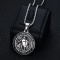 Knights Templar shield pendant necklace in aged silver with Armor of God engraving - Silver Tone Pendant Only (Without Chain)