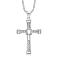 Silver cross pendant necklace with clear crystals inspired by Fast & Furious style - Silver Color Single Pendant