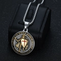 Titanium steel medieval knight pendant necklace with armor of God bible verse - Two-tone Pendant Only (Without Chain)