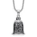 Pendaglio a campana di San Cristoforo in acciaio inossidabile con catena a maglia classica - Ciondolo Solo Acciaio Vintage (Senza Catena) (LD015)