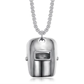Collana con ciondolo a maschera da saldatore in acciaio inossidabile argento lucido - Solo Pendente (Senza Catena)