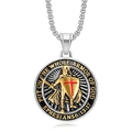 Collar colgante Caballero Templario dorado en acero inoxidable Armadura de Dios - Colgante Único Bicolor