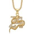 Hip hop style gold-plated number 24 snake pendant necklace with shimmering crystals - Pendant Only / Gold Pendant Only