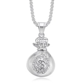 Collana con ciondolo borsa di soldi argento hip hop con diamanti e segno del dollaro - Ciondolo Singolo Color Argento / Argento