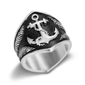 Anello ancora vichingo nordico vintage in acciaio inossidabile anticato da uomo stile nautico - US 8 / Color Acciaio