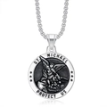 Vintage silver St. Michael Archangel pendant necklace in stainless steel with box chain - Pendant Only (Without Chain) (Steel Color)