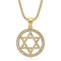 Collana in acciaio inossidabile dorato con pendente a stella esagonale e pietre luccicanti - Pendente Singolo (Senza Catena) / Oro