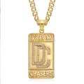 Collana hip hop in acciaio al titanio placcato oro con pendente DC Dream Chasers e strass - Solo ciondolo dorato
