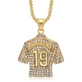 Collana hip hop placcata in oro con ciondolo maglia numero 19 Lamine Yamal con strass - Solo ciondolo dorato