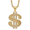 Collana hip hop con ciondolo segno del dollaro dorato e cristalli incastonati - Solo ciondolo dorato
