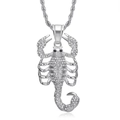 Hip hop scorpion king pendant necklace in silver tone with sparkling white crystals - Steel Color Scorpion King Pendant (Pendant Only - Without Chain)