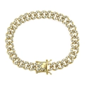 Dettaglio del bracciale a catena cubana da 8mm placcato oro con zirconi in micro-pavé - Oro