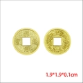 Golden Chinese lucky coin 1.9cm with招财进宝 character and dragon phoenix pattern - Small Copper Coin