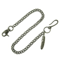 Catena da portafoglio biker vintage in argento con gancio teschio e piuma - Grigio (Singolo Strato)