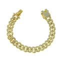 Bracciale cubano hip hop dorato con pavé di strass scintillanti e chiusura di sicurezza - Oro