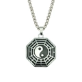 Collana con pendente Bagua Tai Chi ottagonale in argento con smalto yin yang - Ottagonale / Argento (Ottagonale)