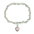 Bracciale argento con zirconi trasparenti e un ciondolo a cuore in cristallo rosa - Argento (Cuore Rosa)