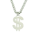 Zilveren dollar hanger met getextureerde afwerking en zware Cubaanse ketting in punk stijl - Zilver