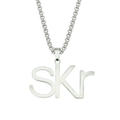 Collar con colgante de letra SKr en acero inoxidable pulido con cadena de caja - Letra SKR (Cadena de Caja de 0.3*70cm) / Plateado