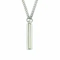 Polished silver stainless steel small cylinder pendant necklace, size 0.8x3.9cm - Silver (Small) - 0.3*60cm Stainless Steel Cuban Chain