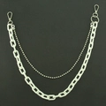 Dubbellaagse witte acryl schakelketting en zilveren metalen balketting met karabijnsluitingen - Wit (Dubbellaags)