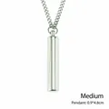 Medium size silver cylinder perfume pendant necklace in stainless steel 0.9x4.8cm - Silver (Medium) - 0.3*60cm Stainless Steel Cuban Chain