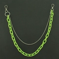 Neon groene acryl en zilveren kralen dubbellaagse broekketting met karabijnsluitingen - Neon Groen (Dubbellaags)