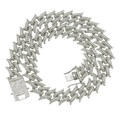 Chaîne cubaine hip hop argentée de 20mm sertie de strass et maillons géométriques - Argent-16 pouces