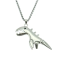 Collier avec pendentif dinosaure punk argent poli et chaîne à maille vénitienne - Chaîne Box 0.3*70cm / Argent