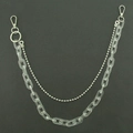Double-layered pants chain with transparent acrylic links and silver metal bead string - Transparent (Double Layer)