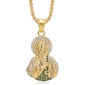 Collana con ciondolo San Giuda Taddeo in oro con pietre verdi e zirconi bianchi lucidi - Solo ciondolo dorato