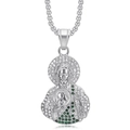 Collana con ciondolo San Giuda in acciaio inossidabile argento con cristalli verdi e bianchi - Ciondolo Singolo Color Argento