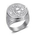 Anello Bitcoin da uomo color argento con zirconi e incisione del codice binario 0101010 - US 7 / Argento