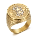 Anello Bitcoin Hip Hop placcato oro con cristalli micro-pave e incisione monetaria - US 7 / Oro