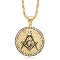 Gold-plated stainless steel Freemason pendant necklace with sparkling cubic zirconia stones - Gold Color Pendant (No Chain)
